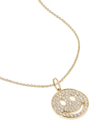 Sydney Evan Medium Happy Face 14-karat Gold Diamond Necklace | Thumbnail 1 Sydney Evan Medium Happy Face 14-karat Gold Diamond Necklace | Thumbnail 1