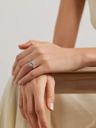 Garrard 1735 Platinum, Aquamarine And Diamond Ring | Thumbnail 2