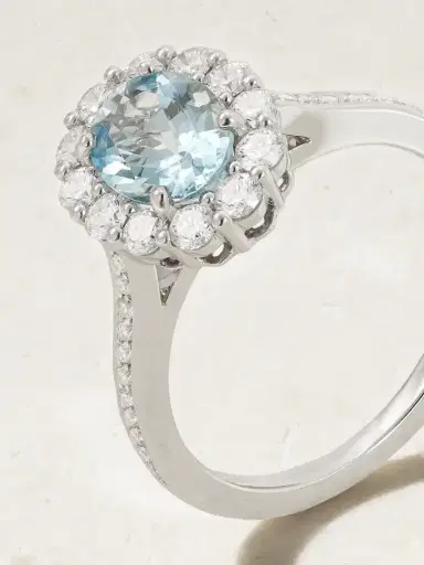 Garrard 1735 Platinum, Aquamarine And Diamond Ring | Thumbnail 4