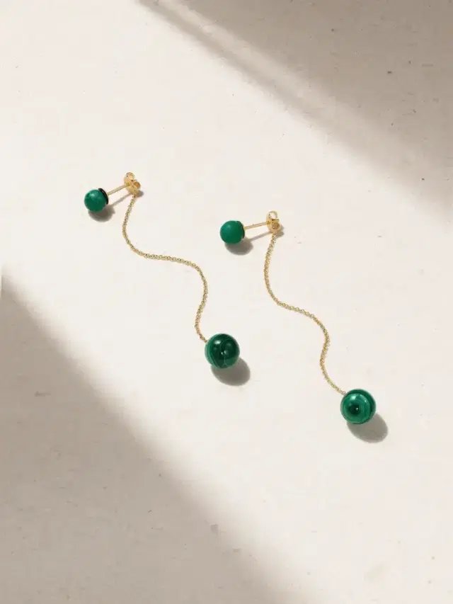 Convertible 14-karat Malachite Earrings