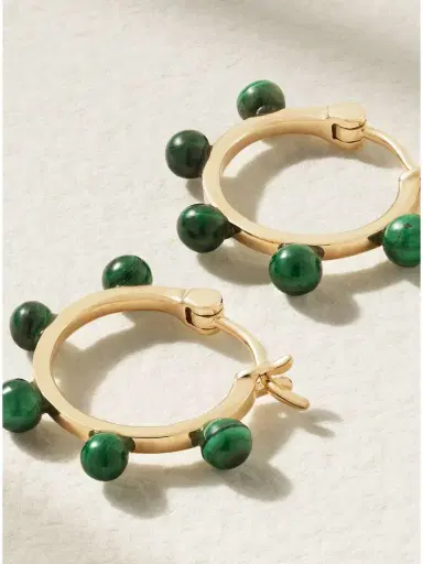Mateo Small Dot 14-karat Gold Malachite Hoop Earrings | Thumbnail 3 Mateo Small Dot 14-karat Gold Malachite Hoop Earrings | Thumbnail 3