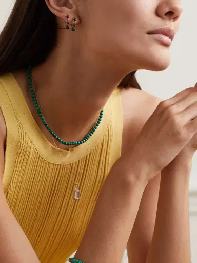 Mateo Small Dot 14-karat Gold Malachite Hoop Earrings | Thumbnail 4 Mateo Small Dot 14-karat Gold Malachite Hoop Earrings | Thumbnail 4