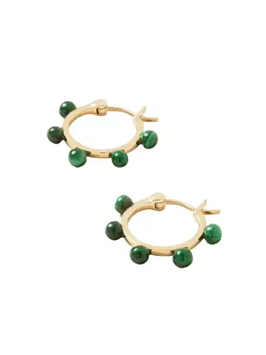 Mateo Small Dot 14-karat Gold Malachite Hoop Earrings | Thumbnail 1 Mateo Small Dot 14-karat Gold Malachite Hoop Earrings | Thumbnail 1