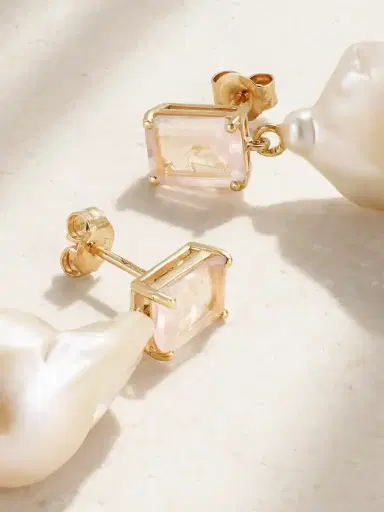 Mateo 14-karat Gold, Pearl And Rose Quartz Earrings | Thumbnail 3 Mateo 14-karat Gold, Pearl And Rose Quartz Earrings | Thumbnail 3