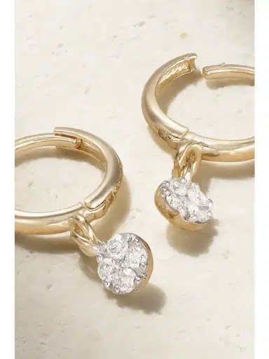 STONE AND STRAND Disco 10-karat Yellow And White Gold Diamond Hoop Earrings | Thumbnail 3 STONE AND STRAND Disco 10-karat Yellow And White Gold Diamond Hoop Earrings | Thumbnail 3