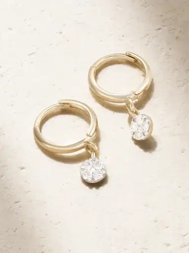 STONE AND STRAND Disco 10-karat Yellow And White Gold Diamond Hoop Earrings | Thumbnail 1 STONE AND STRAND Disco 10-karat Yellow And White Gold Diamond Hoop Earrings | Thumbnail 1