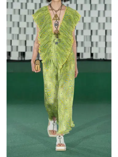 Stella McCartney Ruffled Printed Plissé-satin Midi Dress | Thumbnail 4 Stella McCartney Ruffled Printed Plissé-satin Midi Dress | Thumbnail 4