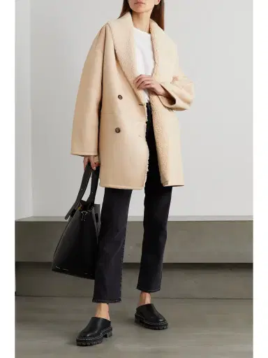 LOULOU STUDIO Namo Oversized Double-breasted Shearling Coat | Thumbnail 2 LOULOU STUDIO Namo Oversized Double-breasted Shearling Coat | Thumbnail 2