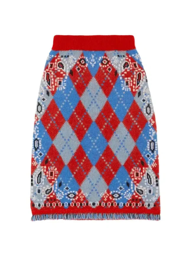 Bandana Fringed Jacquard-knit Mini Skirt