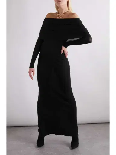 Balenciaga Off-the-shoulder Jersey Maxi Dress | Thumbnail 3