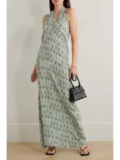 Cortana + Net Sustain Mena Open-back Printed Silk Halterneck Maxi Dress | Thumbnail 2