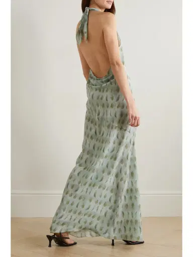 Cortana + Net Sustain Mena Open-back Printed Silk Halterneck Maxi Dress | Thumbnail 3