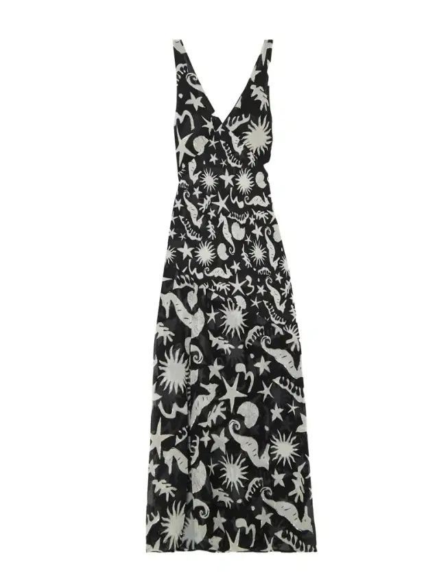 Moniq Sequined Printed Gauze Maxi Dress
