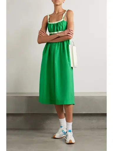 Molly Goddard Rita Grosgrain-trimmed Shirred Taffeta Midi Dress | Thumbnail 2 Molly Goddard Rita Grosgrain-trimmed Shirred Taffeta Midi Dress | Thumbnail 2