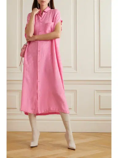 Balenciaga Silk Crepe De Chine-jacquard Maxi Shirt Dress | Thumbnail 2 Balenciaga Silk Crepe De Chine-jacquard Maxi Shirt Dress | Thumbnail 2