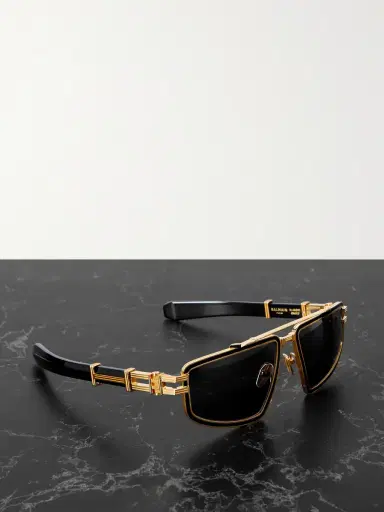 Balmain Titan Aviator-style Gold-tone And Acetate Sunglasses | Thumbnail 1 Balmain Titan Aviator-style Gold-tone And Acetate Sunglasses | Thumbnail 1