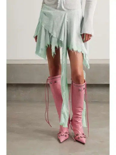 Acne Studios Asymmetric Frayed Crepon Mini Skirt - EU 42 | Thumbnail 3