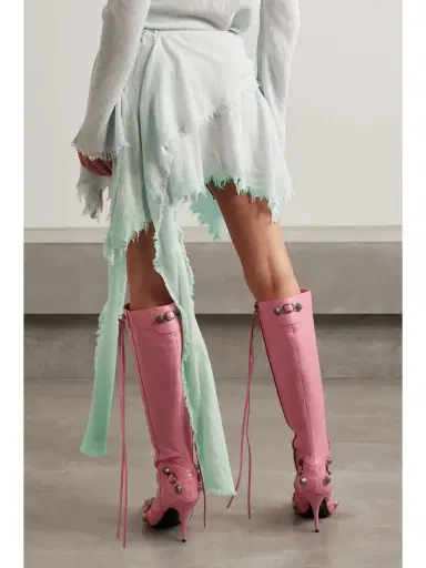 Acne Studios Asymmetric Frayed Crepon Mini Skirt - EU 42 | Thumbnail 4