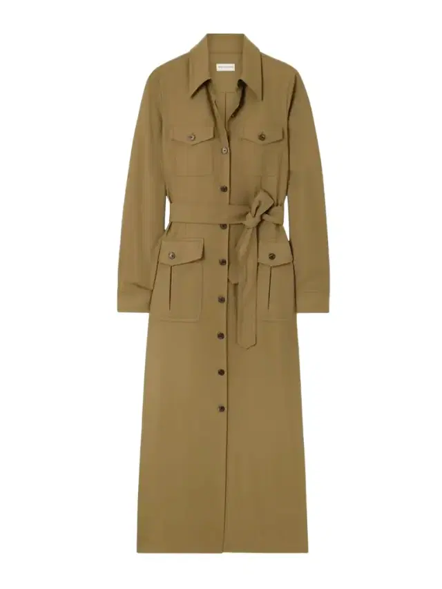Belted Wool-blend Twill Midi Shirt Dress