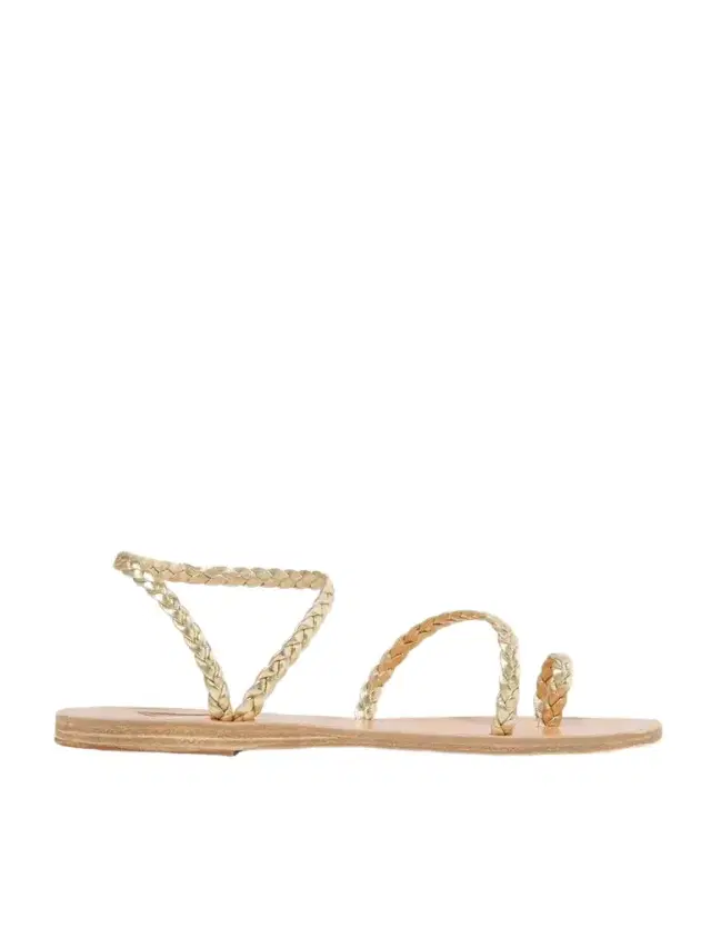 Ancient Greek Sandals Eleftheria Braided Metallic Leather Sandals