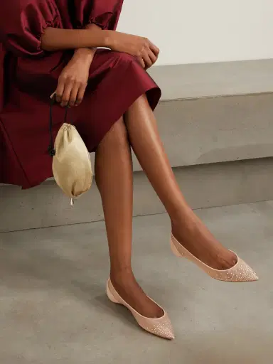 Christian Louboutin Follies Swarovski Crystal-embellished Mesh And Lamé Point-toe Flats | Thumbnail 2 Christian Louboutin Follies Swarovski Crystal-embellished Mesh And Lamé Point-toe Flats | Thumbnail 2