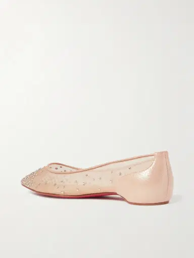 Christian Louboutin Follies Swarovski Crystal-embellished Mesh And Lamé Point-toe Flats | Thumbnail 3 Christian Louboutin Follies Swarovski Crystal-embellished Mesh And Lamé Point-toe Flats | Thumbnail 3