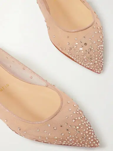 Christian Louboutin Follies Swarovski Crystal-embellished Mesh And Lamé Point-toe Flats | Thumbnail 4 Christian Louboutin Follies Swarovski Crystal-embellished Mesh And Lamé Point-toe Flats | Thumbnail 4