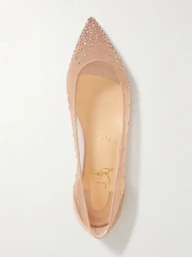 Christian Louboutin Follies Swarovski Crystal-embellished Mesh And Lamé Point-toe Flats | Thumbnail 5 Christian Louboutin Follies Swarovski Crystal-embellished Mesh And Lamé Point-toe Flats | Thumbnail 5