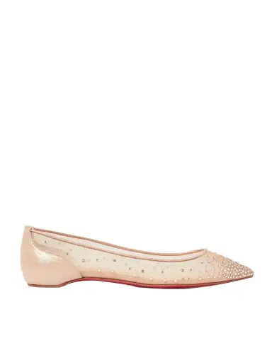 Christian Louboutin Follies Swarovski Crystal-embellished Mesh And Lamé Point-toe Flats | Thumbnail 1 Christian Louboutin Follies Swarovski Crystal-embellished Mesh And Lamé Point-toe Flats | Thumbnail 1
