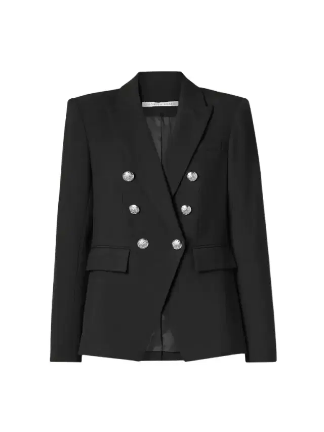 Veronica Beard Miller Dickey Double-breasted Grain De Poudre Blazer