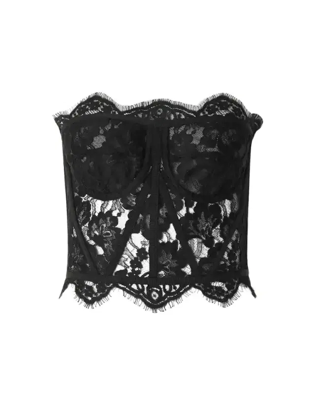 Dolce & Gabbana Grosgrain-trimmed Lace Bustier Top