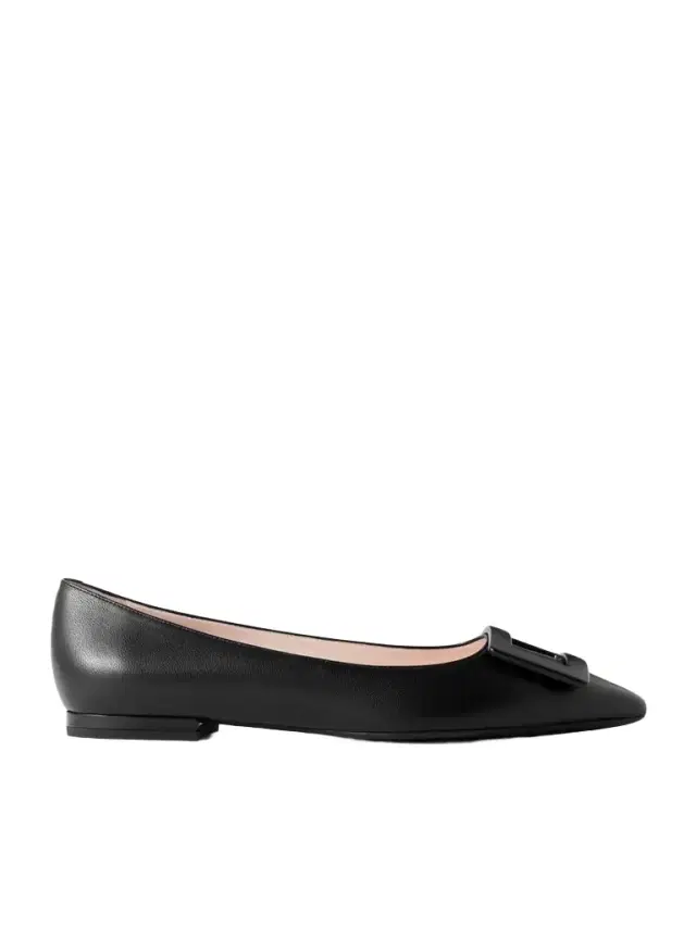 Roger Vivier Gommettine Buckled Leather Ballet Flats