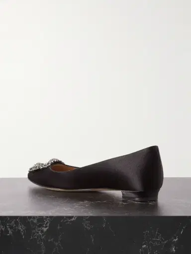 Manolo Blahnik Hangisi Crystal-embellished Satin Point-toe Flats | Thumbnail 3 Manolo Blahnik Hangisi Crystal-embellished Satin Point-toe Flats | Thumbnail 3