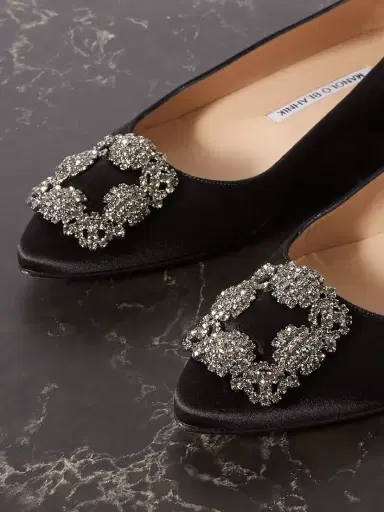 Manolo Blahnik Hangisi Crystal-embellished Satin Point-toe Flats | Thumbnail 4 Manolo Blahnik Hangisi Crystal-embellished Satin Point-toe Flats | Thumbnail 4