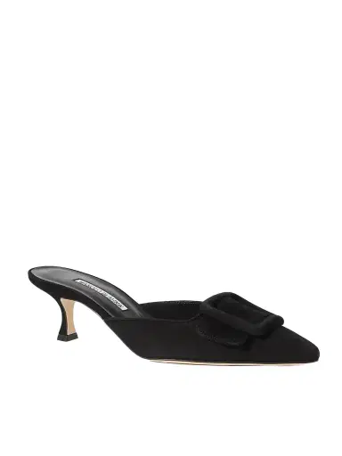 Manolo Blahnik Maysale 50 Buckled Suede Mules | Thumbnail 1 Manolo Blahnik Maysale 50 Buckled Suede Mules | Thumbnail 1