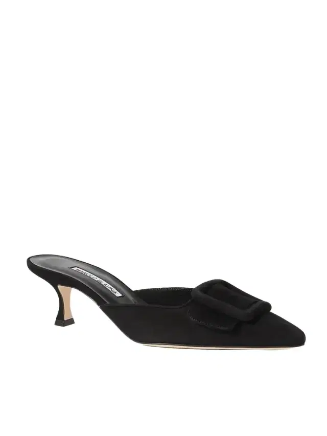 Manolo Blahnik Maysale 50 Buckled Suede Mules