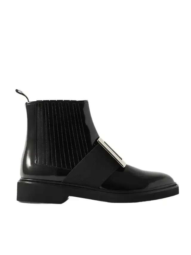 Roger Vivier Viv Ranger Embellished Patent-leather Chelsea Boots