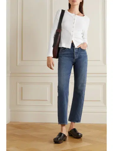LESET Pointelle-knit Cotton-jersey Cardigan | Thumbnail 2
