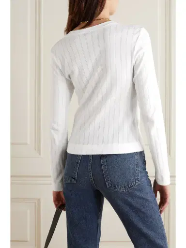 LESET Pointelle-knit Cotton-jersey Cardigan | Thumbnail 3