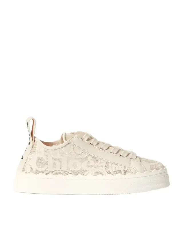 Lauren Scalloped Lace, Leather And Canvas Sneakers