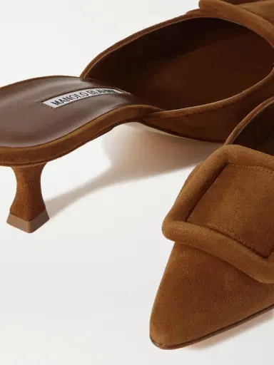 Manolo Blahnik Maysale 50 Buckled Suede Mules | Thumbnail 4 Manolo Blahnik Maysale 50 Buckled Suede Mules | Thumbnail 4