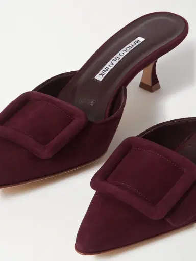 Manolo Blahnik Maysale 50 Buckled Suede Mules | Thumbnail 4 Manolo Blahnik Maysale 50 Buckled Suede Mules | Thumbnail 4