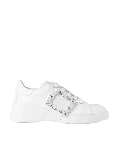 Roger Vivier Viv Skate Crystal-embellished Rubber-trimmed Leather Sneakers | Thumbnail 1 Roger Vivier Viv Skate Crystal-embellished Rubber-trimmed Leather Sneakers | Thumbnail 1