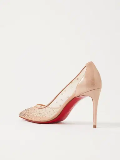 Christian Louboutin Follies 85 Crystal-embellished Mesh And Glittered-leather Pumps | Thumbnail 3
