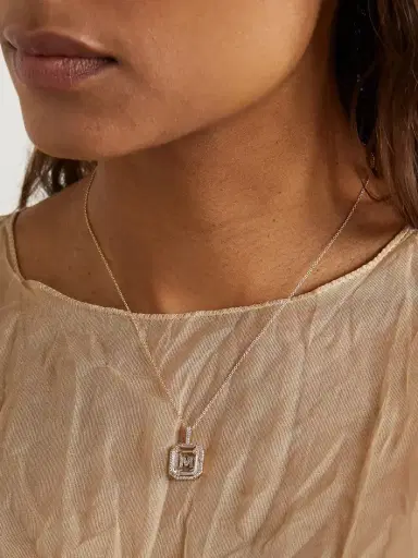 Mateo Initial 14-karat Gold, Quartz And Diamond Necklace | Thumbnail 5
