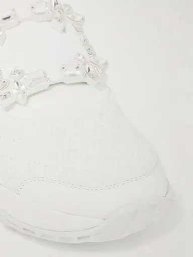 Roger Vivier Viv Run Crystal-embellished Mesh And Leather Slip-on Sneakers | Thumbnail 4 Roger Vivier Viv Run Crystal-embellished Mesh And Leather Slip-on Sneakers | Thumbnail 4
