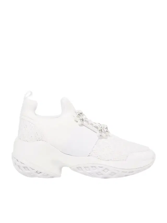 Roger Vivier Viv Run Crystal-embellished Mesh And Leather Slip-on Sneakers