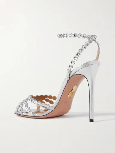 Aquazzura Tequila 105 Crystal-embellished Metallic Leather Sandals | Thumbnail 3 Aquazzura Tequila 105 Crystal-embellished Metallic Leather Sandals | Thumbnail 3