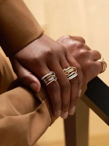 Spinelli Kilcollin Hyacinth Set Of Four 18-karat Yellow And Rose Gold And Sterling Silver Rings | Thumbnail 6