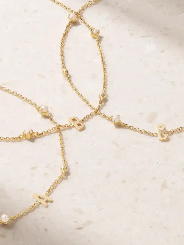 STONE AND STRAND Initial 14-karat Gold Pearl Bracelet